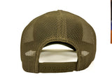 RICHARDSON brand olive green mesh trucker cap shown from the back, featuring a structured mesh back and an adjustable snap-back.